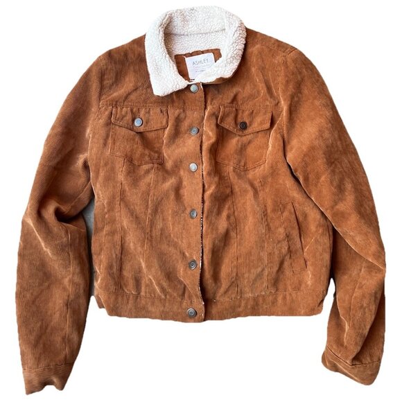 Ashley Sunrise Collection Tan Coruroy Sherpa Trucker Jacket XL Barn Coat Chores - Picture 1 of 12
